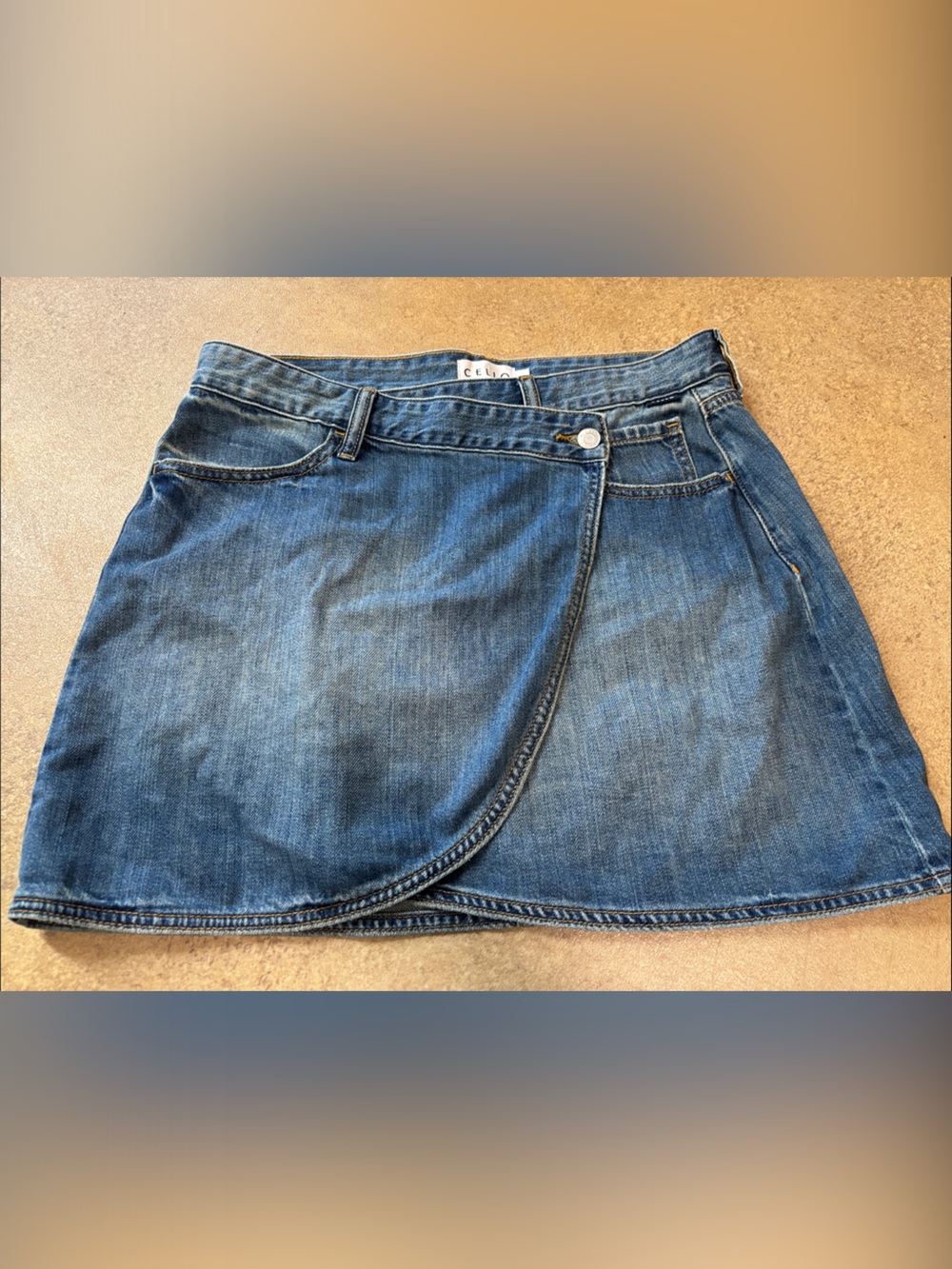 Cello Denim Wrap Mini Skirt - Blue Wash - Picture 1 of 3